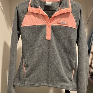 Columbia Grey and Pink PFG Quarterzip